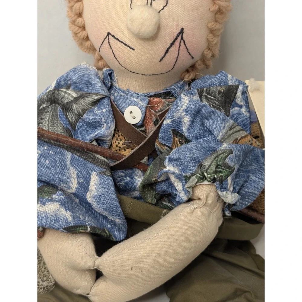Vintage 1996 Dolls By The Margs Fisherman Cloth Doll Signed Handcrafted Folk Art